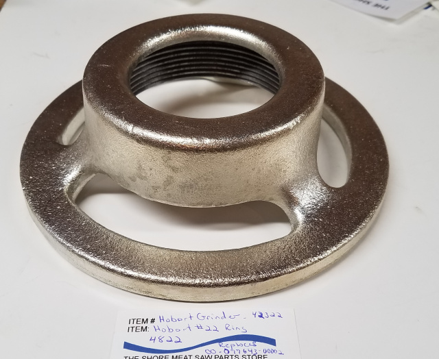 #22 Grinder Ring for Hobart 4822 Meat Grinders. Replaces 00-077643-00002